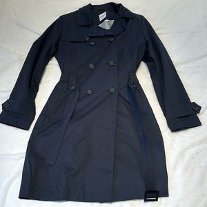 navy blue trench coat